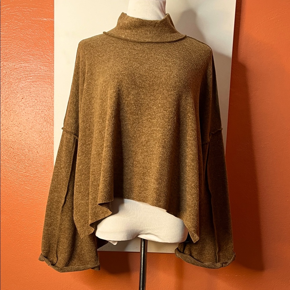 Zenana Outfitters Warm Brown Cowl Neck Sweater